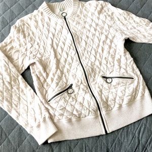 MARGARET O’LEARY blush quilted bomber jacket